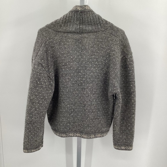 Ladies Vintage Susan Bristol 100% Wool Reindeer Fair Isle Cardigan Gray/Cream-SM - Picture 6 of 8